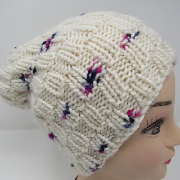 Handcrafted Knitted Hat Beanie Textured Pom Pom